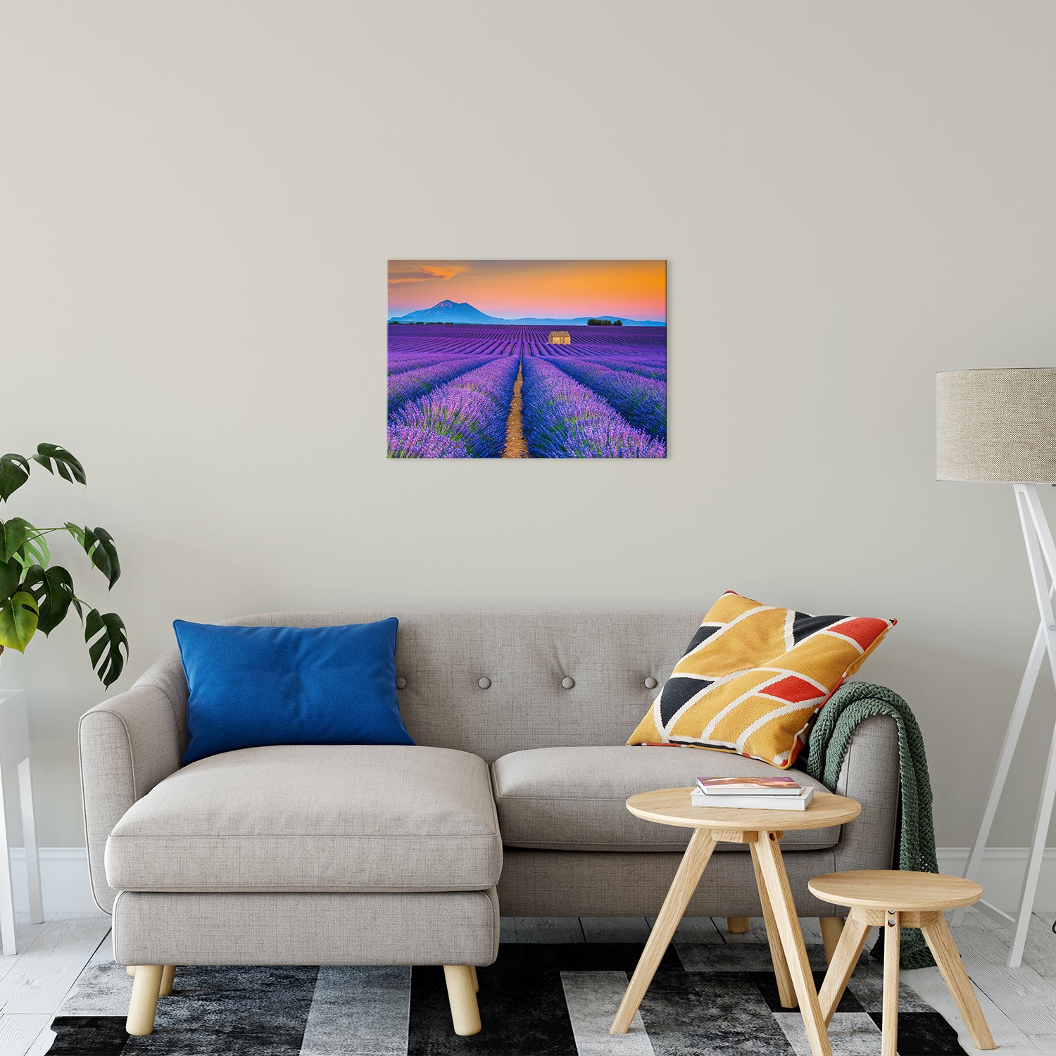 Blooming Lavender Field and Sunset Floral Landscape Fine Art Canvas Wall Art Prints 20" x 30" - PIPAFINEART