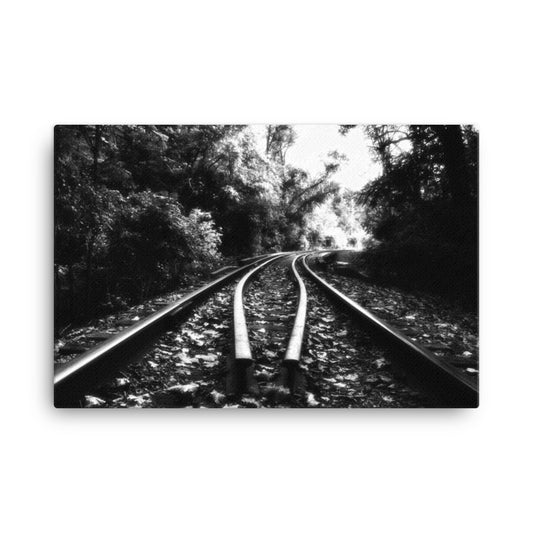 Lead Me Into The Light Black and White Rustic Industrial Landscape Canvas Wall Art Prints