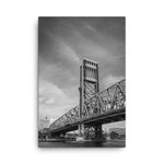 Lift Bridge of Jacksonville Florida Black and White Urban Landscape Photo Canvas Wall Art Print