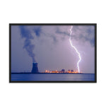 Lightning and Salem Power Plant 2 Urban Landscape Photo Framed Wall Art Print  - PIPAFINEART