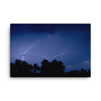 Lightning Over The Valley Night Nature Traditional Canvas Wall Art Print