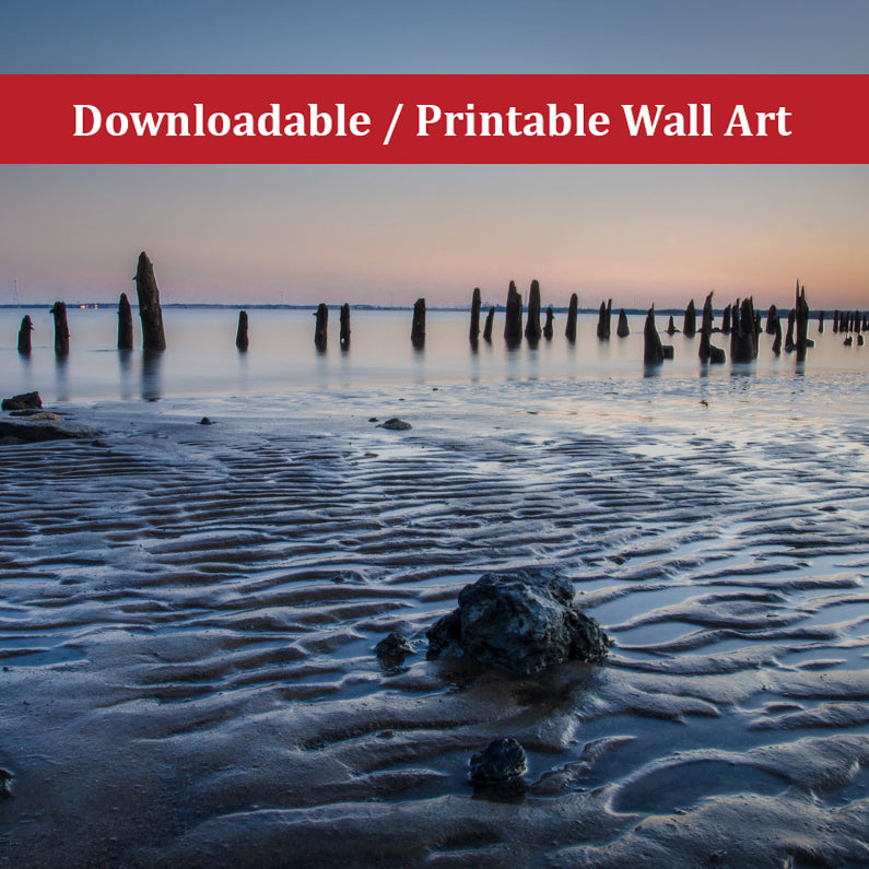Low Tide At Battery Landscape Photo DIY Wall Decor Instant Download Print - Printable  - PIPAFINEART