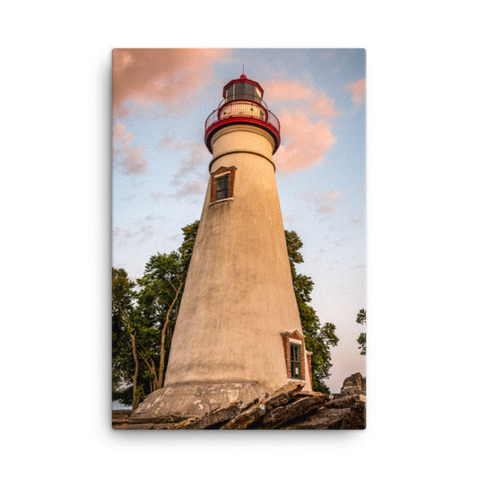 Marblehead Lighthouse at Sunset From the Shore Canvas Wall Art Prints