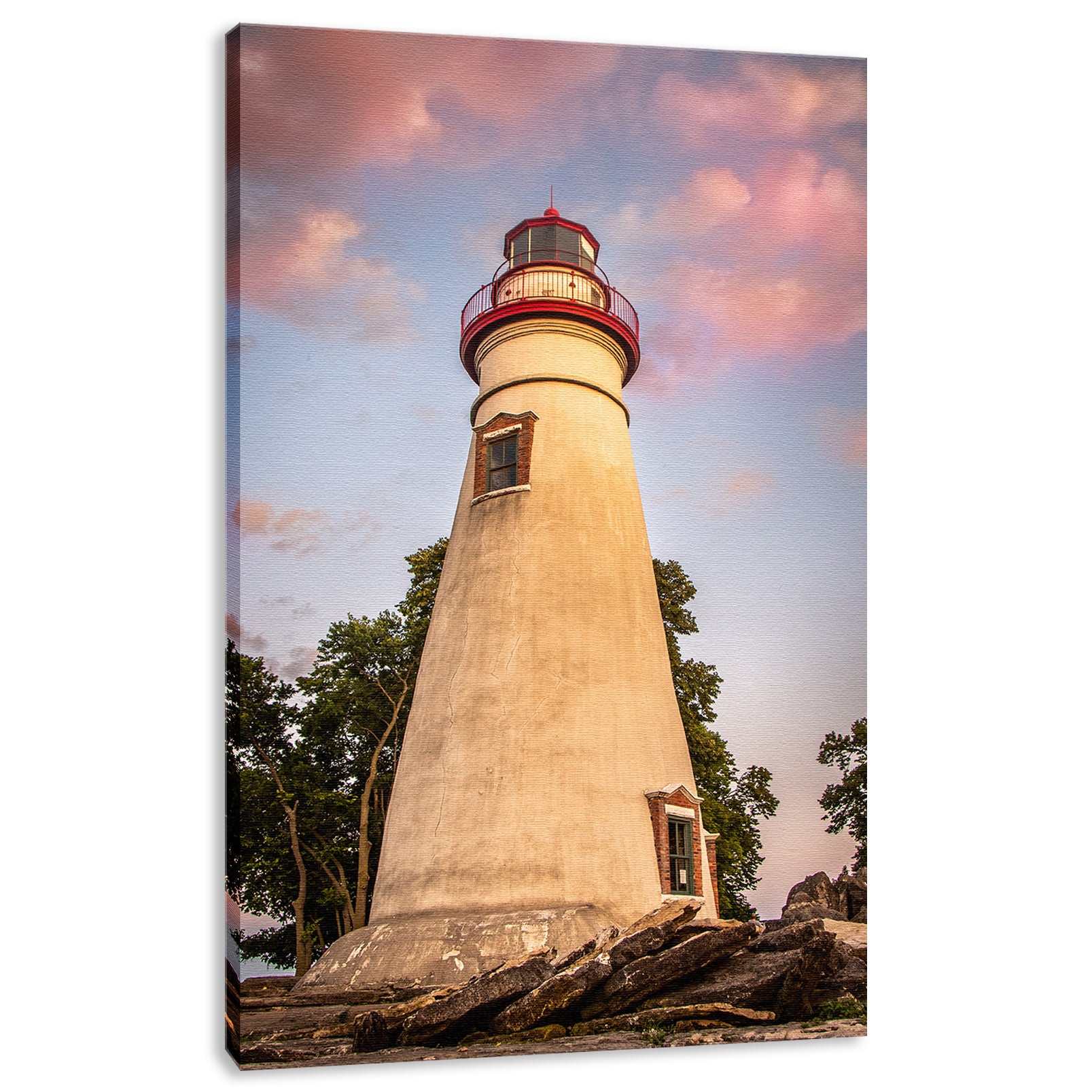 Marblehead Lighthouse at Sunset From the Shore Fine Art Canvas Wall Art Prints  - PIPAFINEART