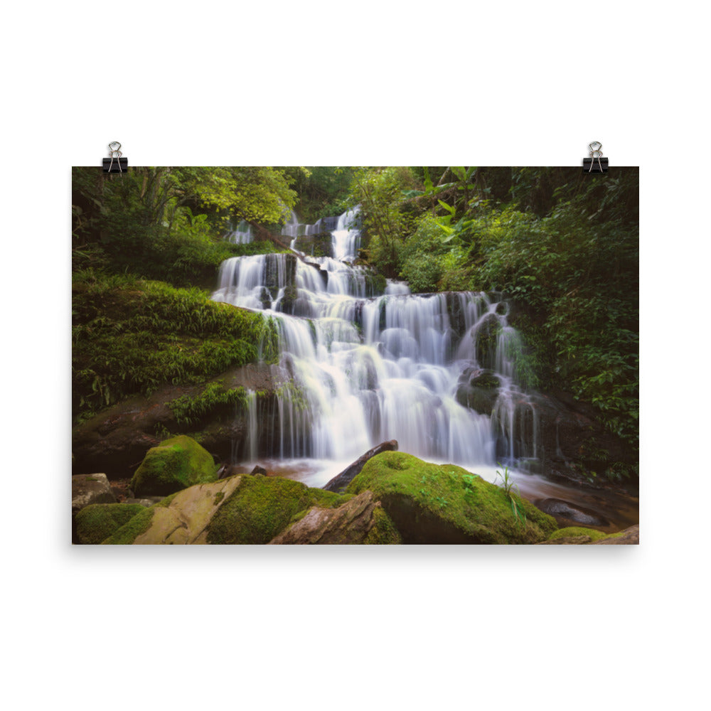 Cascading Water at Mun Daeng Waterfall Landscape Photo Loose Wall Art Prints