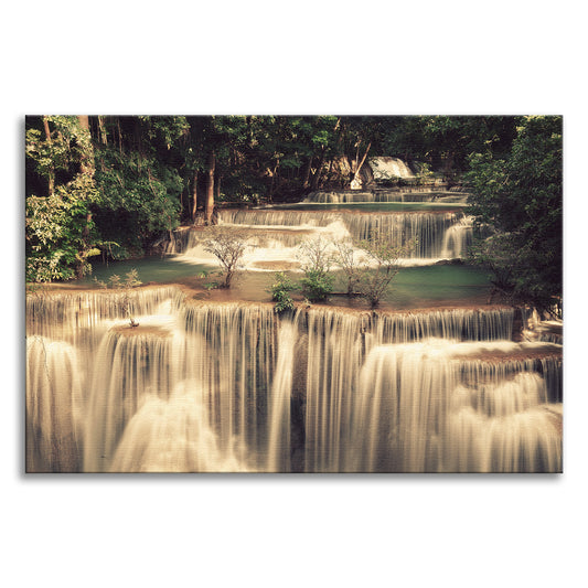 Misty Huay Mae Khamin Waterfall Thailand Landscape Photo Canvas Wall Art Prints
