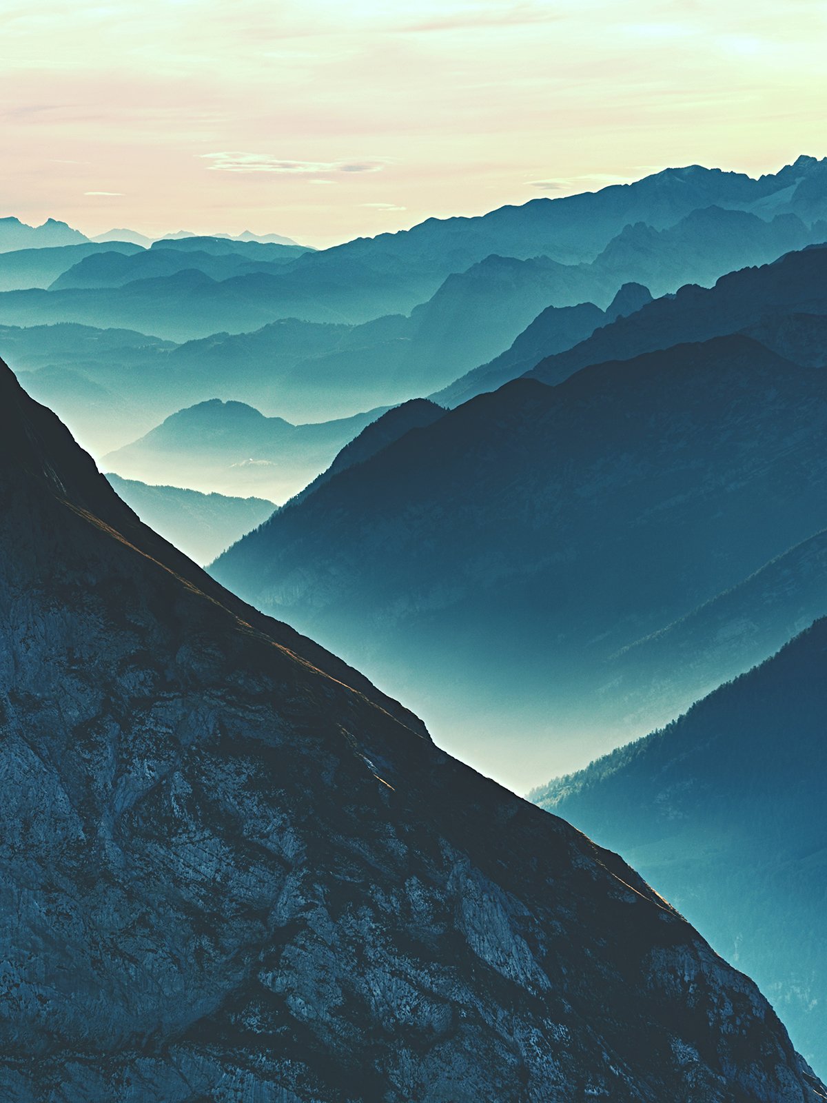 Misty Blue Silhouette Mountain Range Landscape Fine Art Canvas Wall Art Prints  - PIPAFINEART