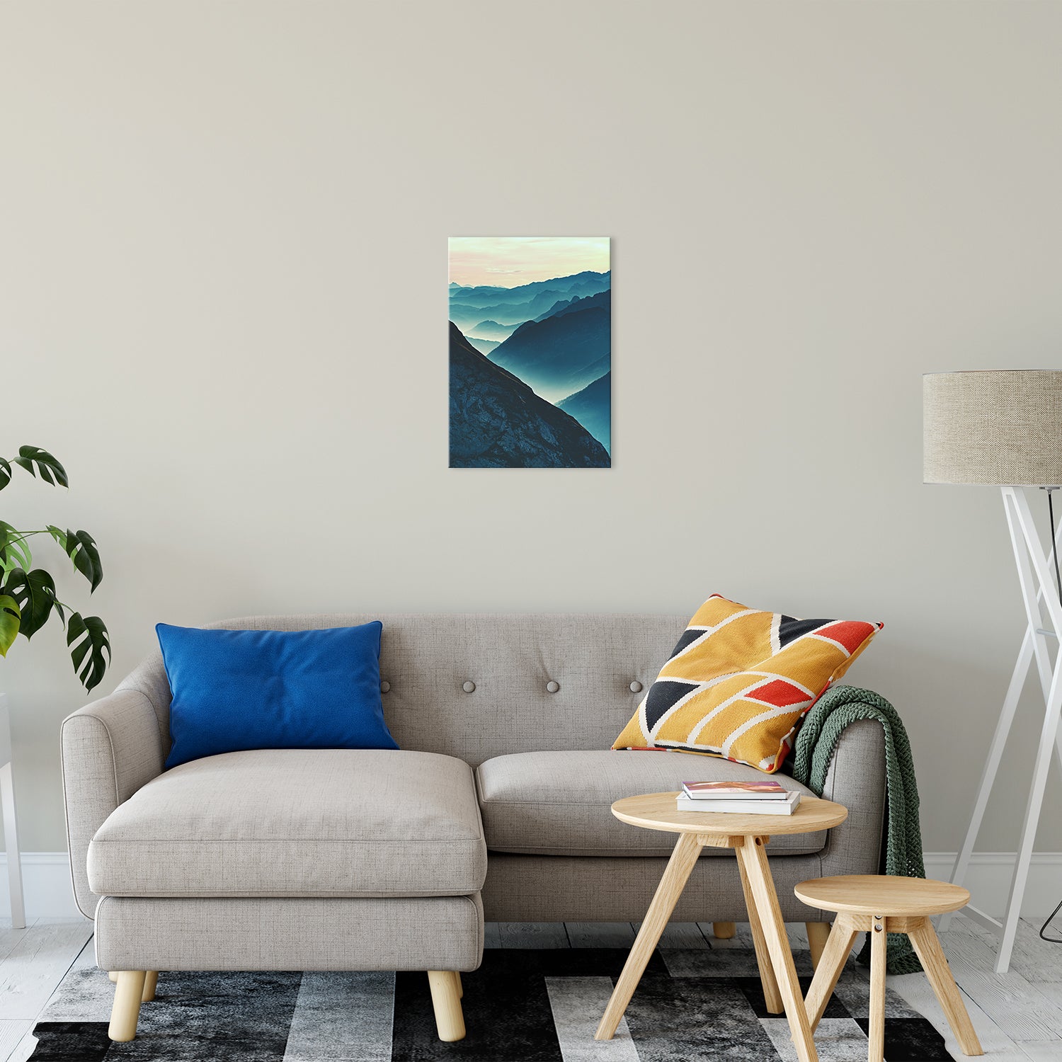 Misty Blue Silhouette Mountain Range Landscape Fine Art Canvas Wall Art Prints 16" x 20" - PIPAFINEART