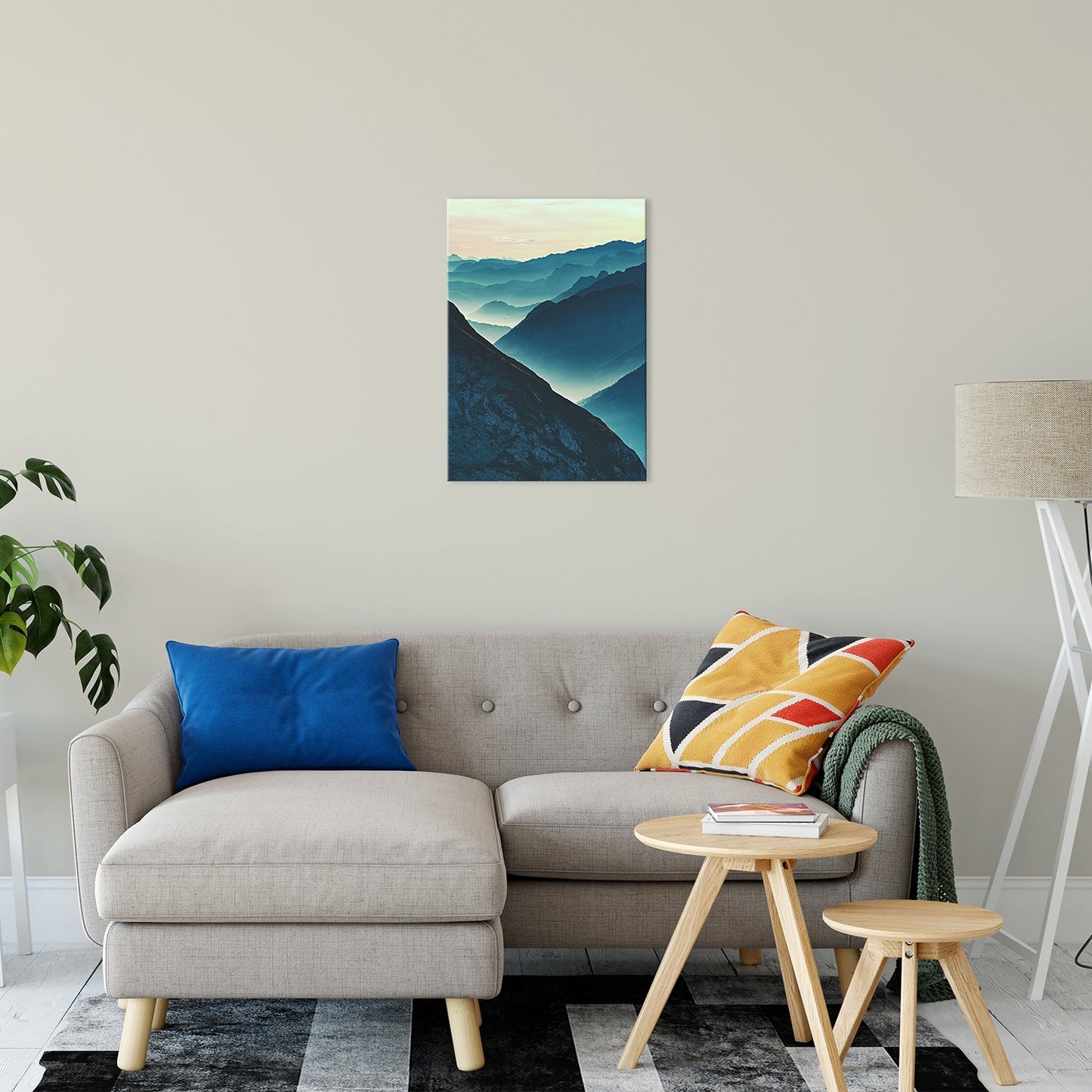 Misty Blue Silhouette Mountain Range Landscape Fine Art Canvas Wall Art Prints 20" x 24" - PIPAFINEART