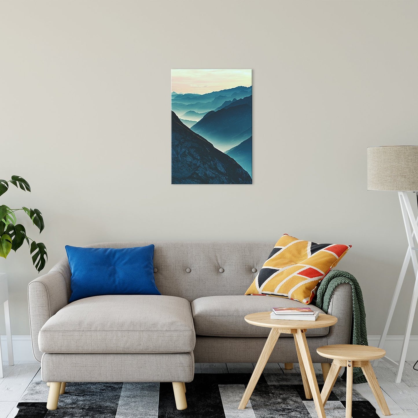 Misty Blue Silhouette Mountain Range Landscape Fine Art Canvas Wall Art Prints 20" x 30" - PIPAFINEART