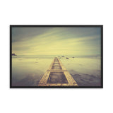 Moody Ocean and Sky Wooden Pier With Intrigued Trance Effects Framed Wall Art Prints