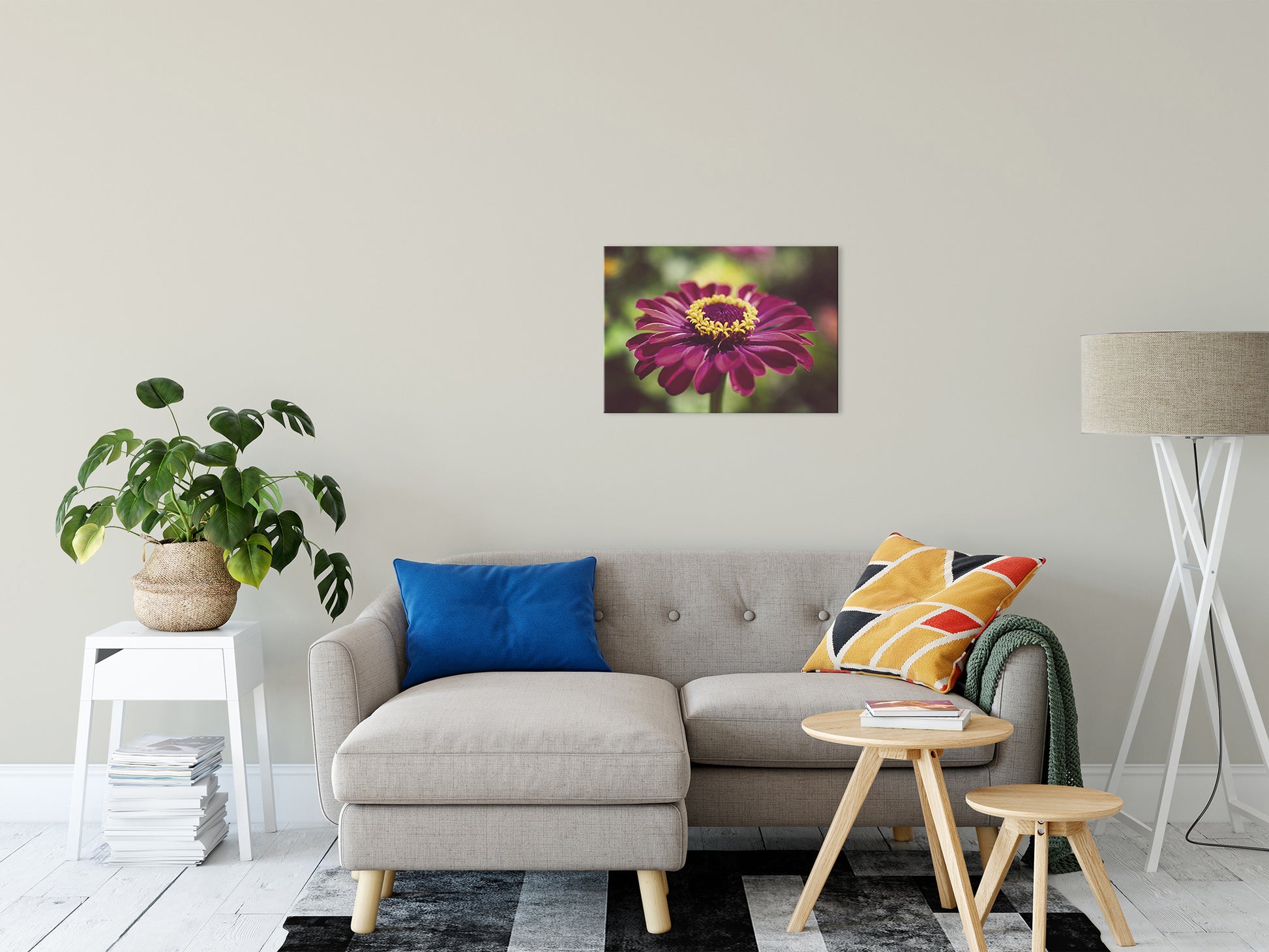 Moody Young-And-Old Age Pink Zinnia Flower Bloom Fine Art Canvas Wall Art Prints 20" x 24" - PIPAFINEART