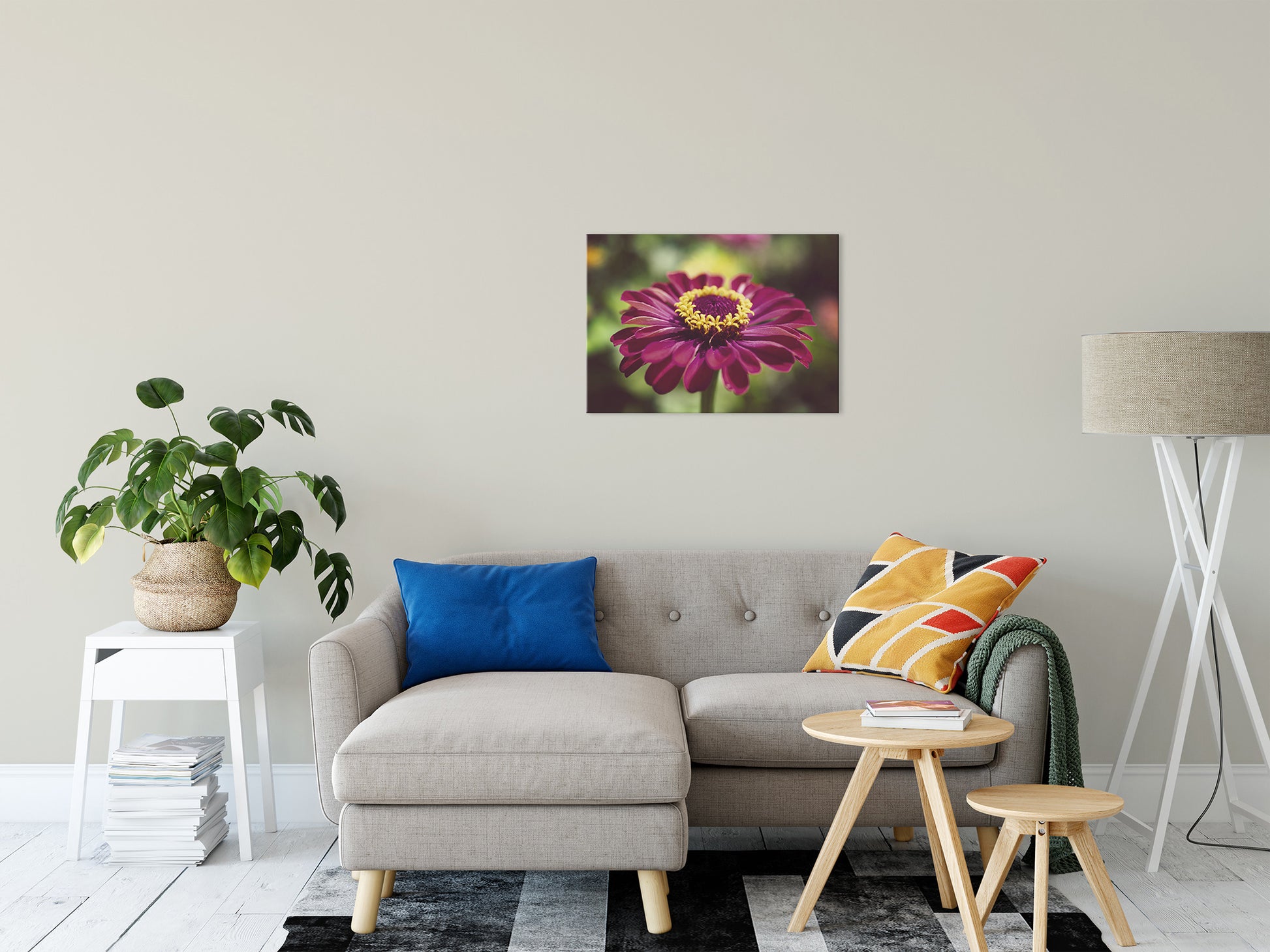 Moody Young-And-Old Age Pink Zinnia Flower Bloom Fine Art Canvas Wall Art Prints 20" x 30" - PIPAFINEART