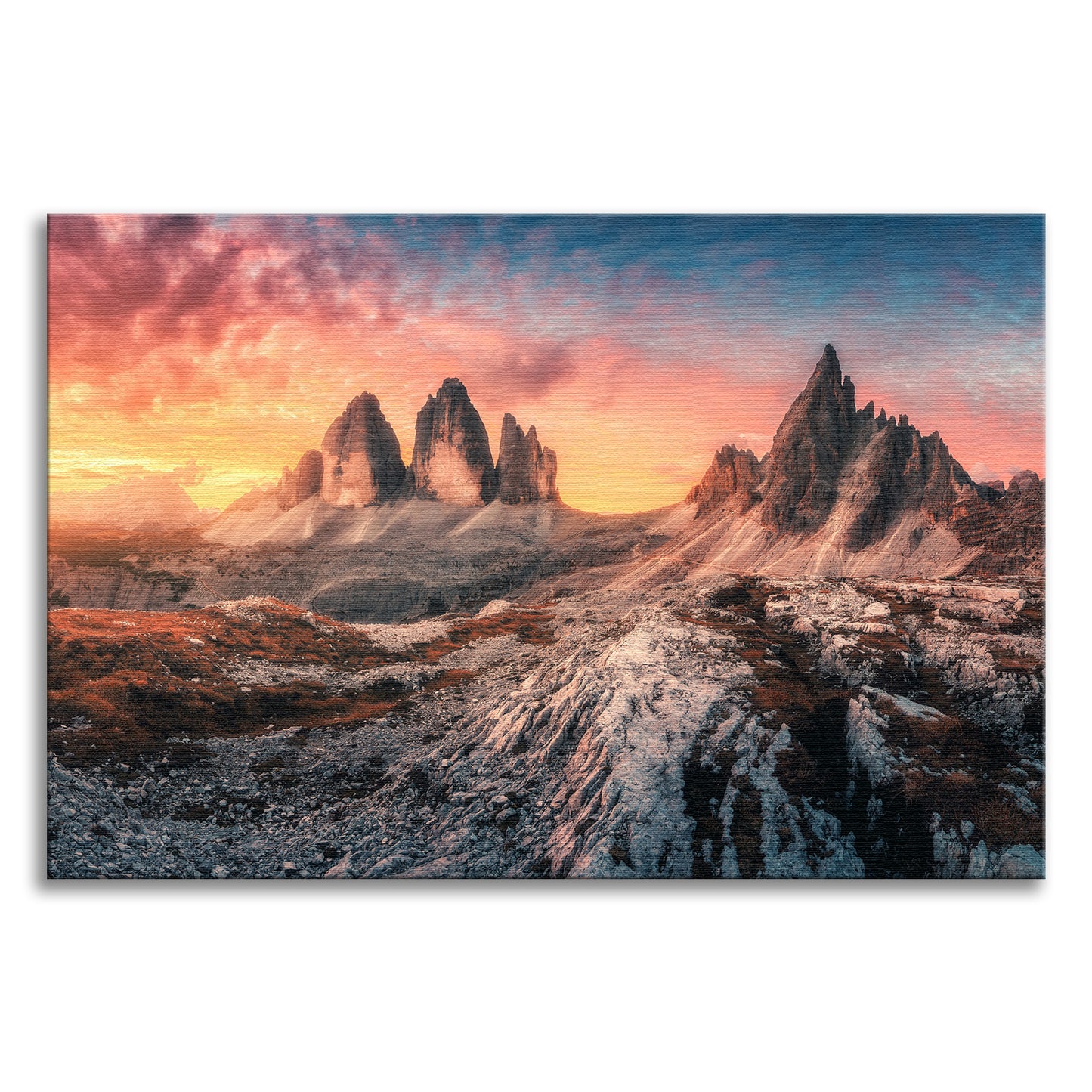 Mountain Colorful Cloudy Sunset 2 Canvas Wall Art Prints