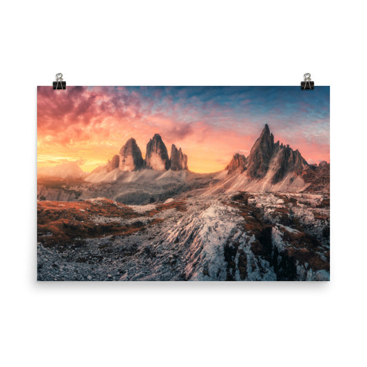 Mountains Colorful Cloudy Sunset 2 Landscape Photo Loose Wall Art Prints