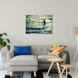 Paddle Surfer and Ocean Reflections Colorized Abstract Photo Fine Art Canvas & Unframed Wall Art Prints 24" x 36" / Fine Art Canvas - PIPAFINEART