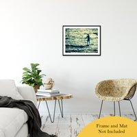 Paddle Surfer and Ocean Reflections Colorized Abstract Photo Fine Art Canvas & Unframed Wall Art Prints 20" x 30" / Classic Paper - Unframed - PIPAFINEART