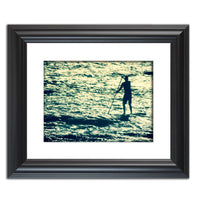 Paddle Surfer and Ocean Reflections Colorized Abstract Photo Fine Art Canvas & Unframed Wall Art Prints  - PIPAFINEART