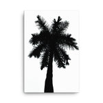Palm Tree Silhouette on Pure White Botanical Nature Canvas Wall Art Print