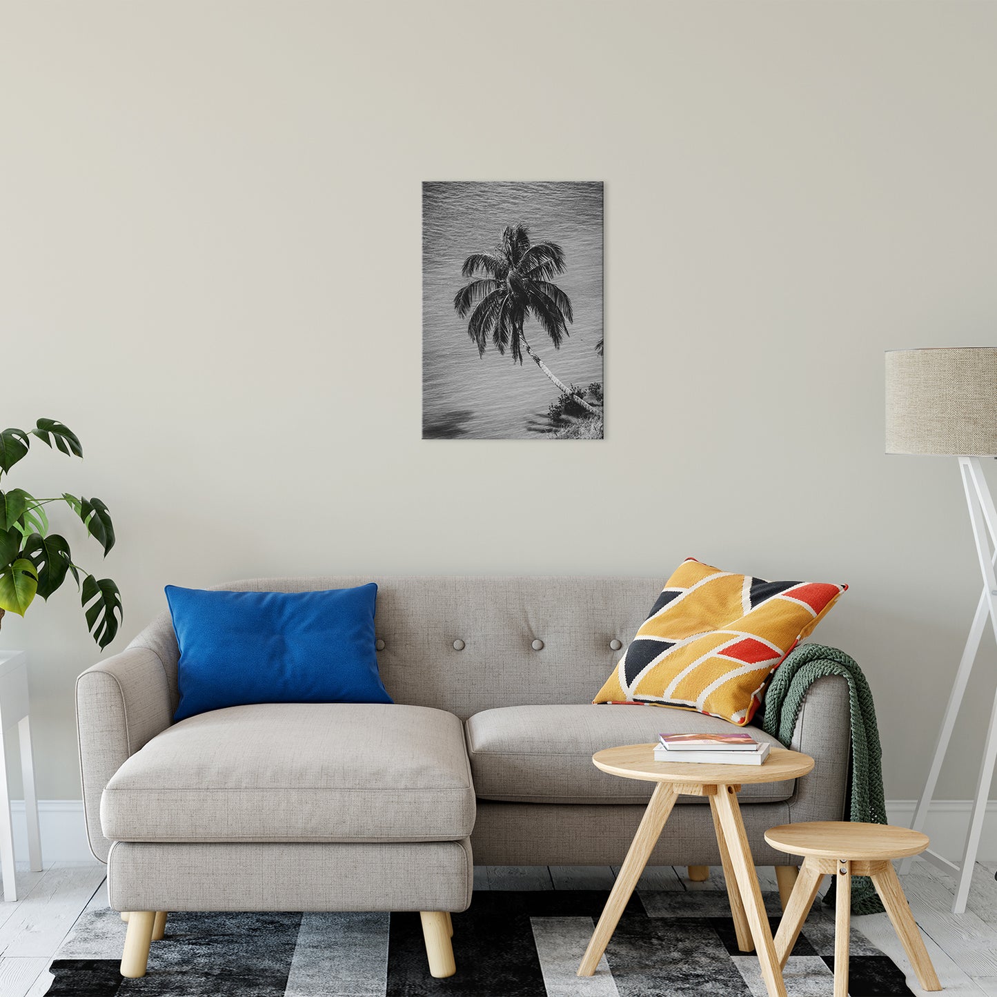 Palm Over Water Black and White Nature / Botanical Photo Fine Art Canvas Wall Art Prints 20" x 24" - PIPAFINEART