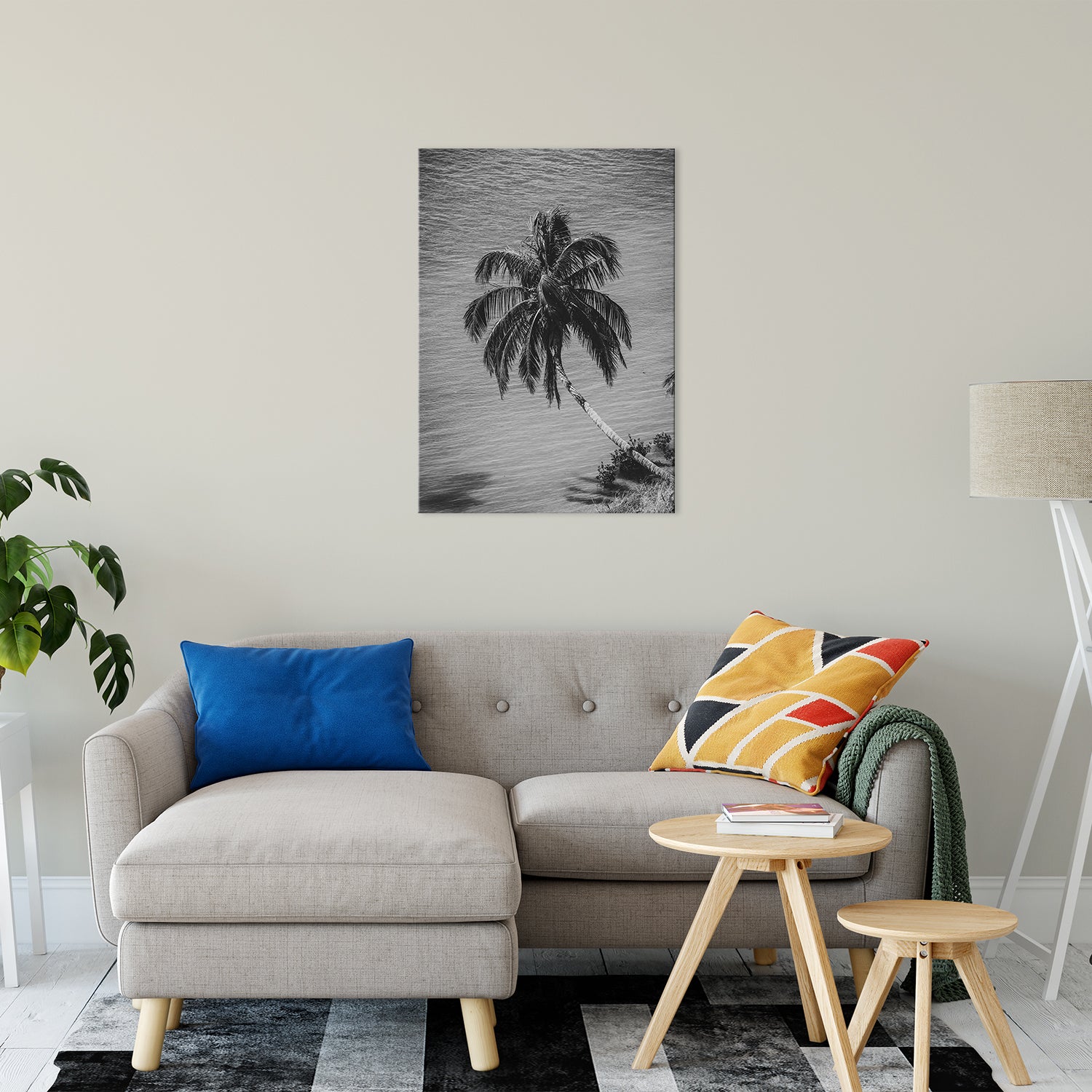 Palm Over Water Black and White Nature / Botanical Photo Fine Art Canvas Wall Art Prints 24" x 36" - PIPAFINEART