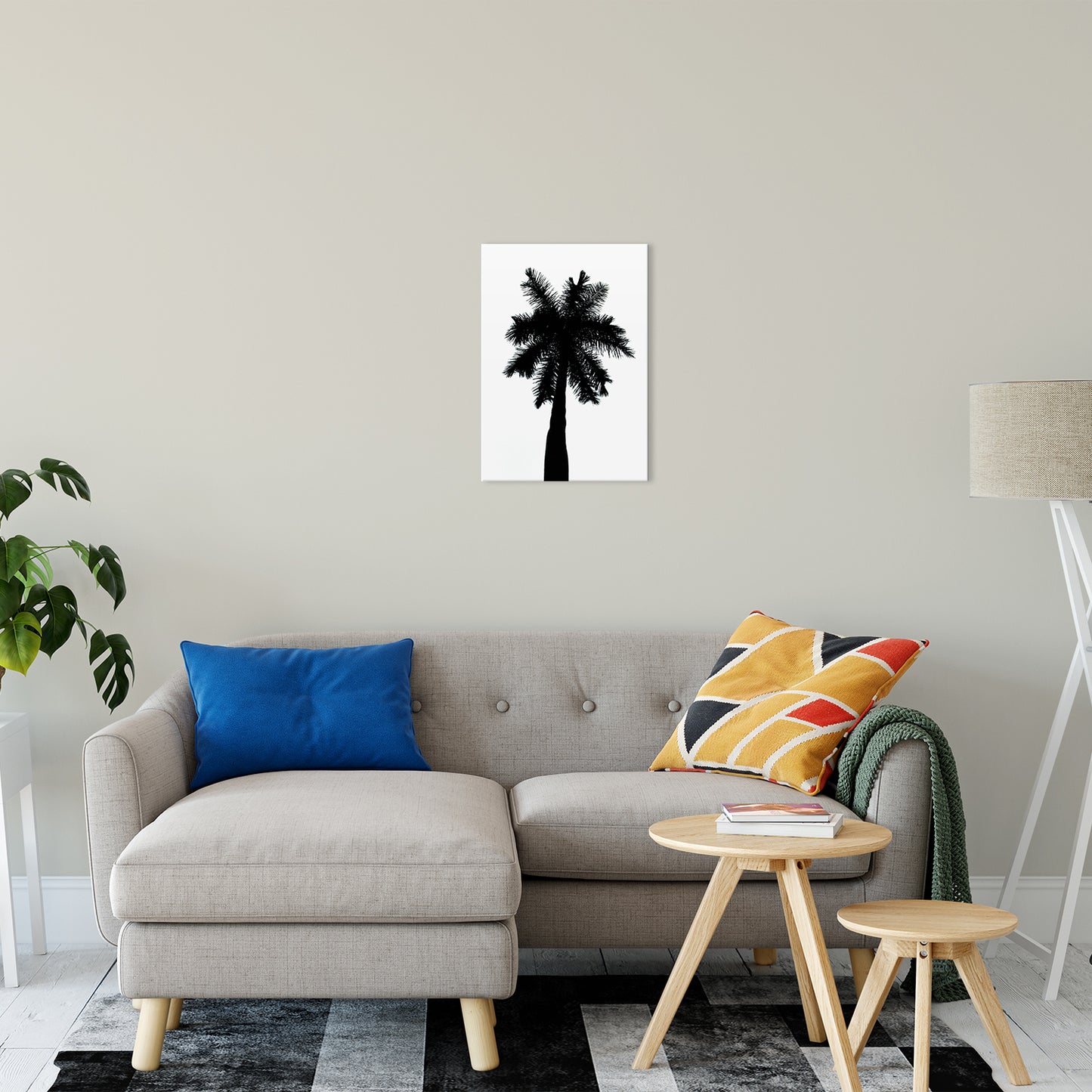 Palm Tree Silhouette on Pure White Nature / Botanical Photo Fine Art Canvas Wall Art Prints 16" x 20" - PIPAFINEART