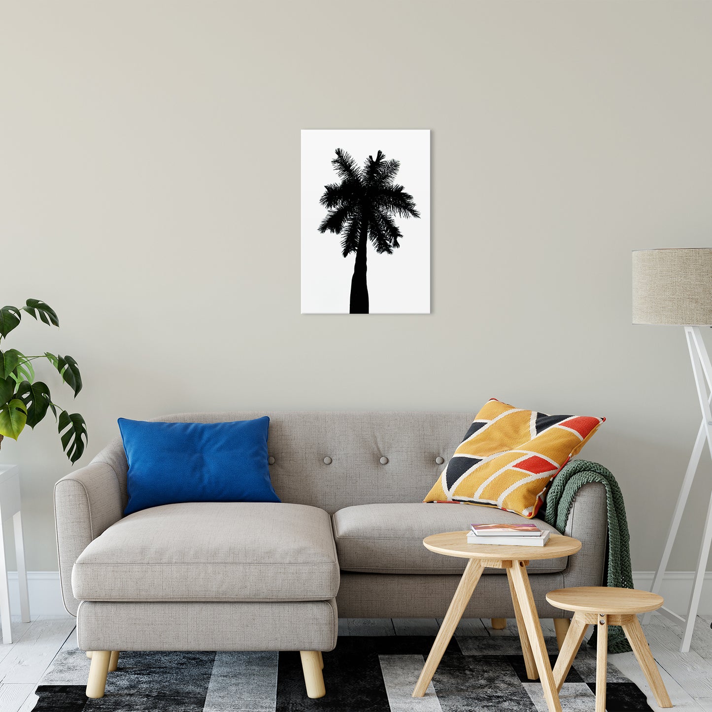 Palm Tree Silhouette on Pure White Nature / Botanical Photo Fine Art Canvas Wall Art Prints 20" x 24" - PIPAFINEART
