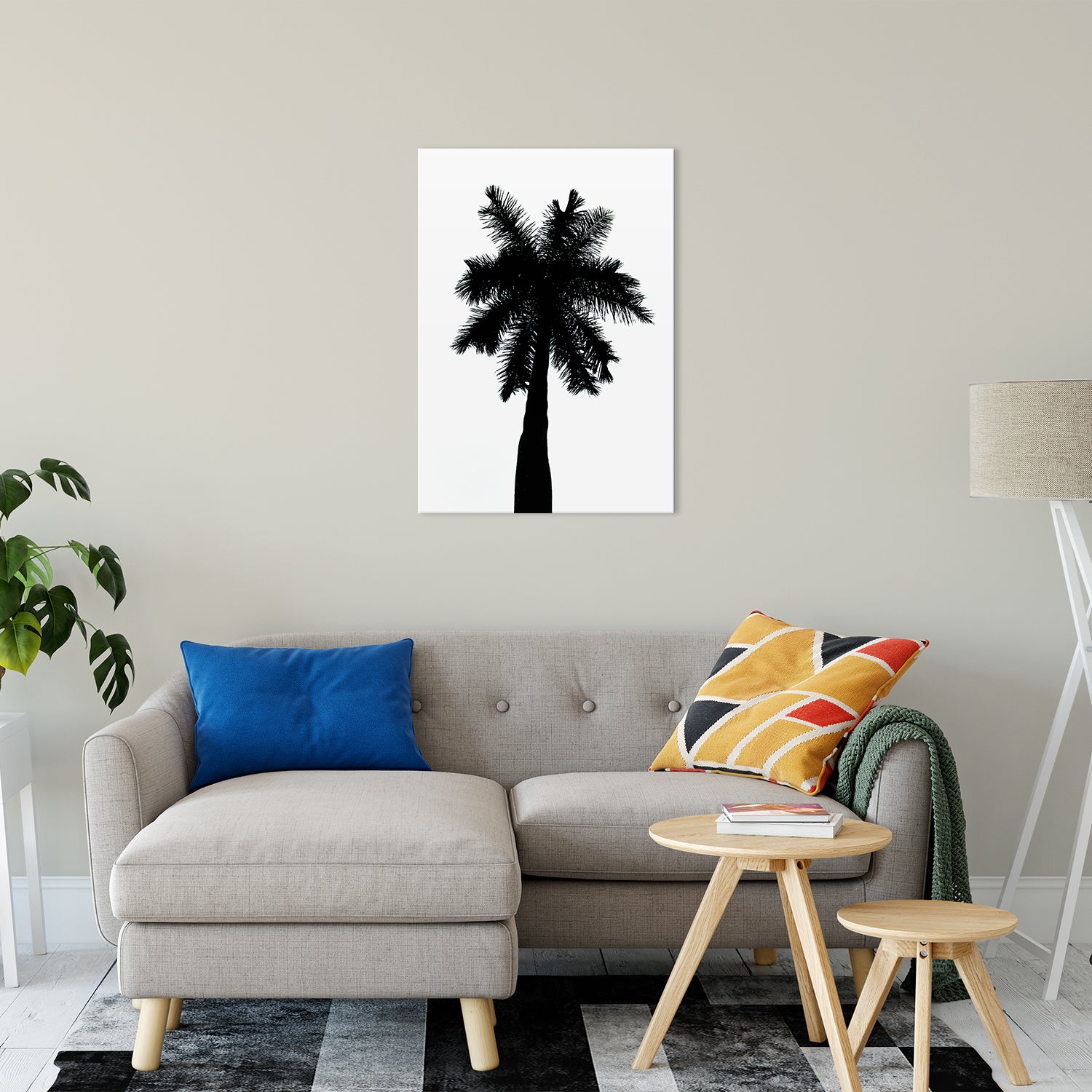 Palm Tree Silhouette on Pure White Nature / Botanical Photo Fine Art Canvas Wall Art Prints 24" x 36" - PIPAFINEART