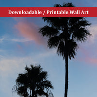 Palm Tree Silhouettes on Blue Sky Botanical Nature Photo DIY Wall Decor Instant Download Print - Printable  - PIPAFINEART