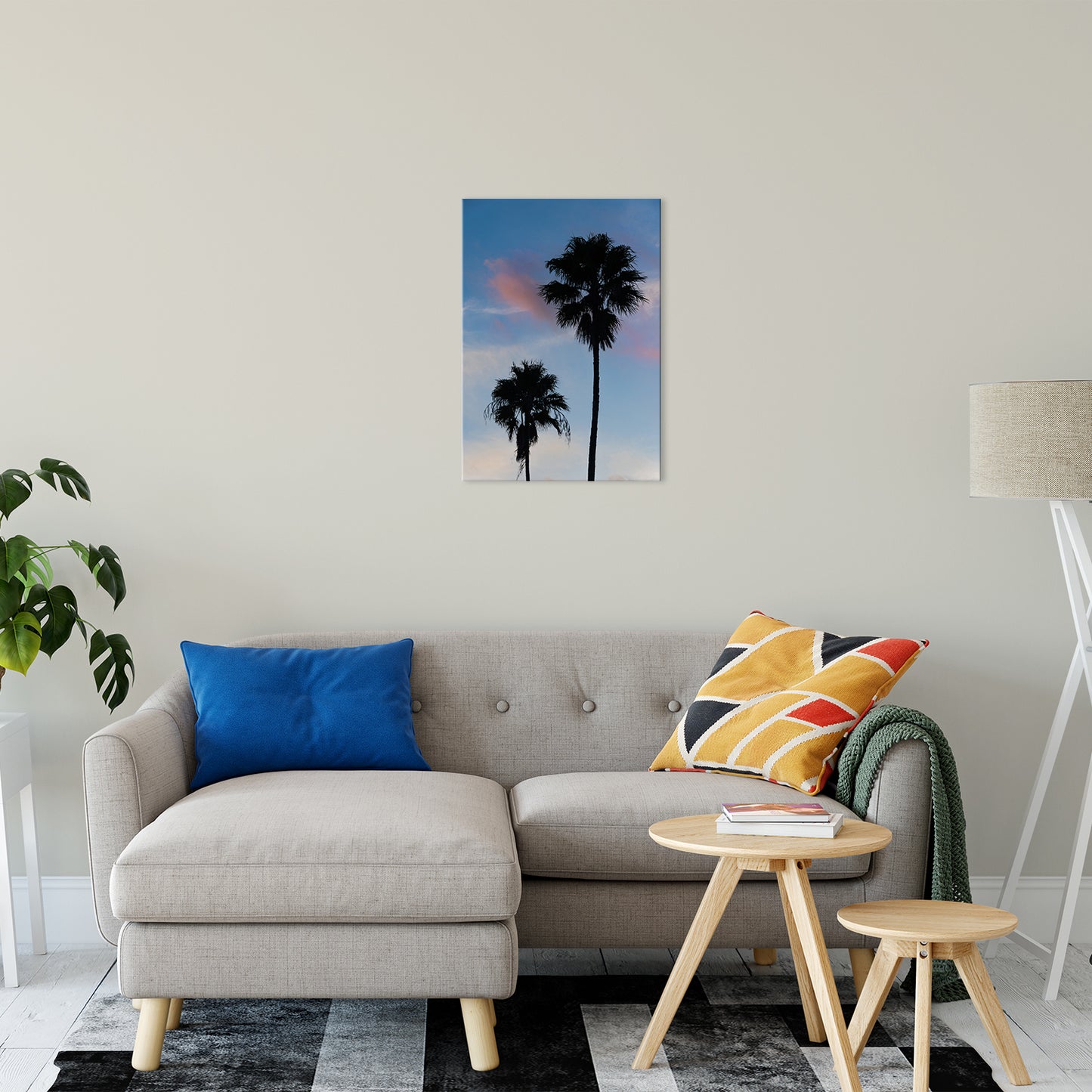 Palm Tree Silhouettes on Blue Sky Nature / Botanical Photo Fine Art Canvas Wall Art Prints 20" x 24" - PIPAFINEART