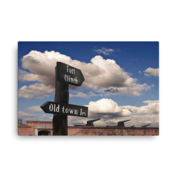 Path Sign and Fort Clinch Urban Landscape Photo Canvas Wall Art Print