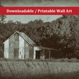 Patriotic Barn in Field Vintage Black and White Landscape Photo DIY Wall Decor Instant Download Print - Printable  - PIPAFINEART