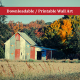 Patriotic Barn in Field Cross Processed Landscape Photo DIY Wall Decor Instant Download Print - Printable  - PIPAFINEART