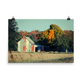 Patriotic Barn in Field Cross Processed Landscape Photo Loose Wall Art Prints - PIPAFINEART