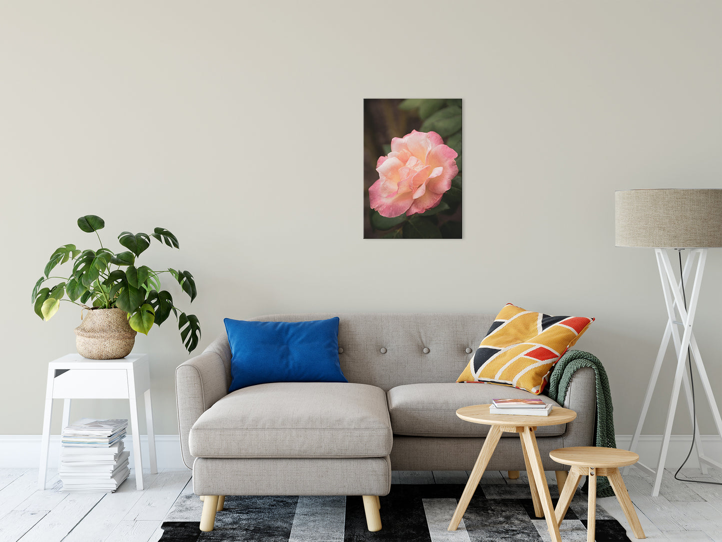 Pink and White Softened Rose Floral Nature Photo Fine Art Canvas Wall Art Prints 20" x 24" - PIPAFINEART