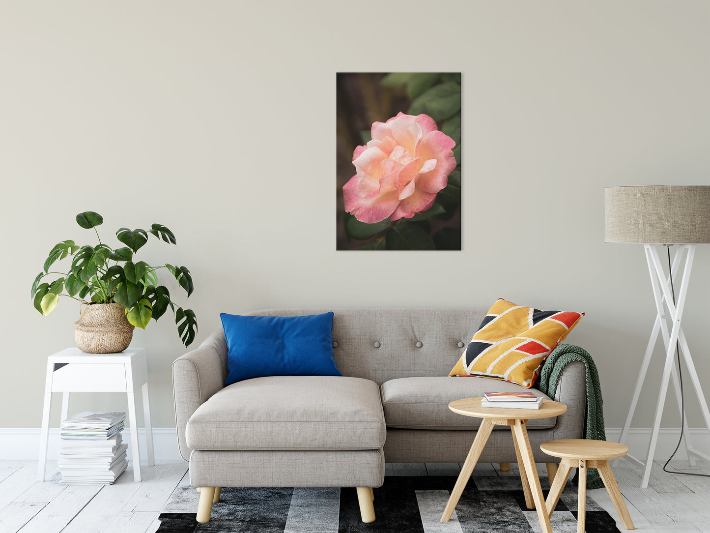 Pink and White Softened Rose Floral Nature Photo Fine Art Canvas Wall Art Prints 24" x 36" - PIPAFINEART