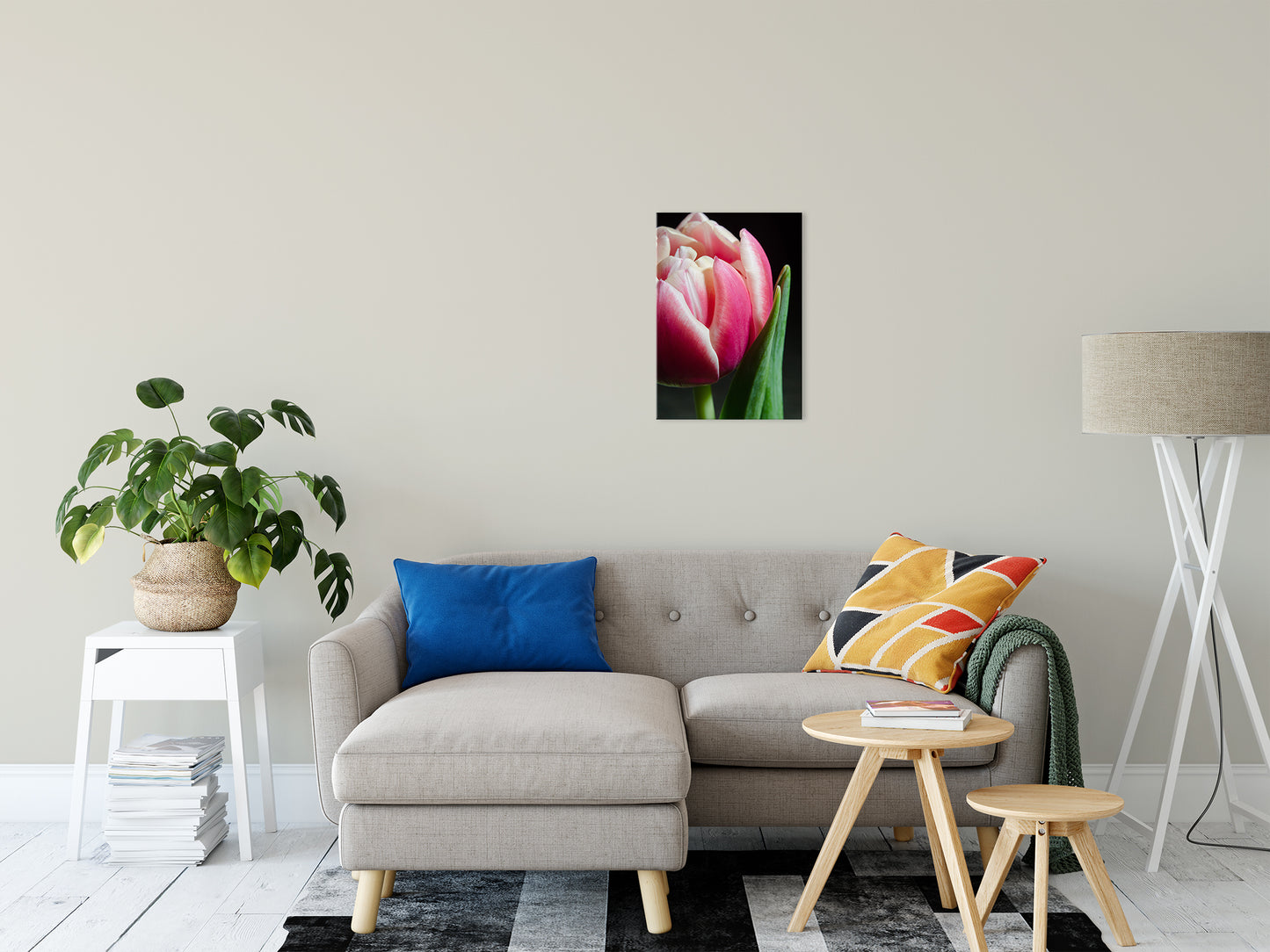 Pink and White Tulip Nature / Floral Photo Fine Art Canvas Wall Art Prints 16" x 20" - PIPAFINEART