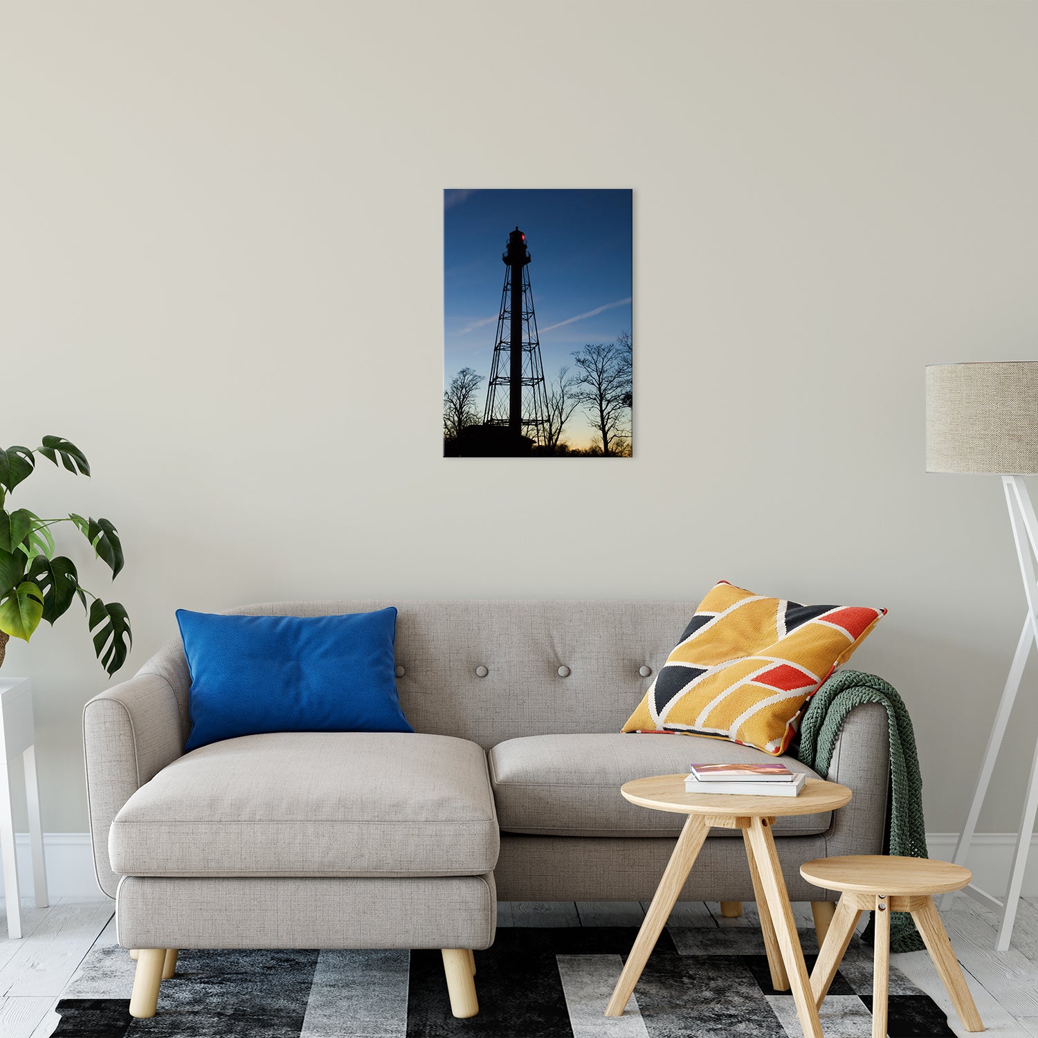 Reedy Point Rear Lighthouse Silhouette Night Photo Fine Art Canvas Wall Art Prints 20" x 24" - PIPAFINEART