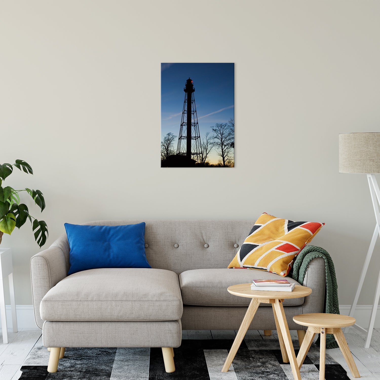 Reedy Point Rear Lighthouse Silhouette Night Photo Fine Art Canvas Wall Art Prints 20" x 30" - PIPAFINEART