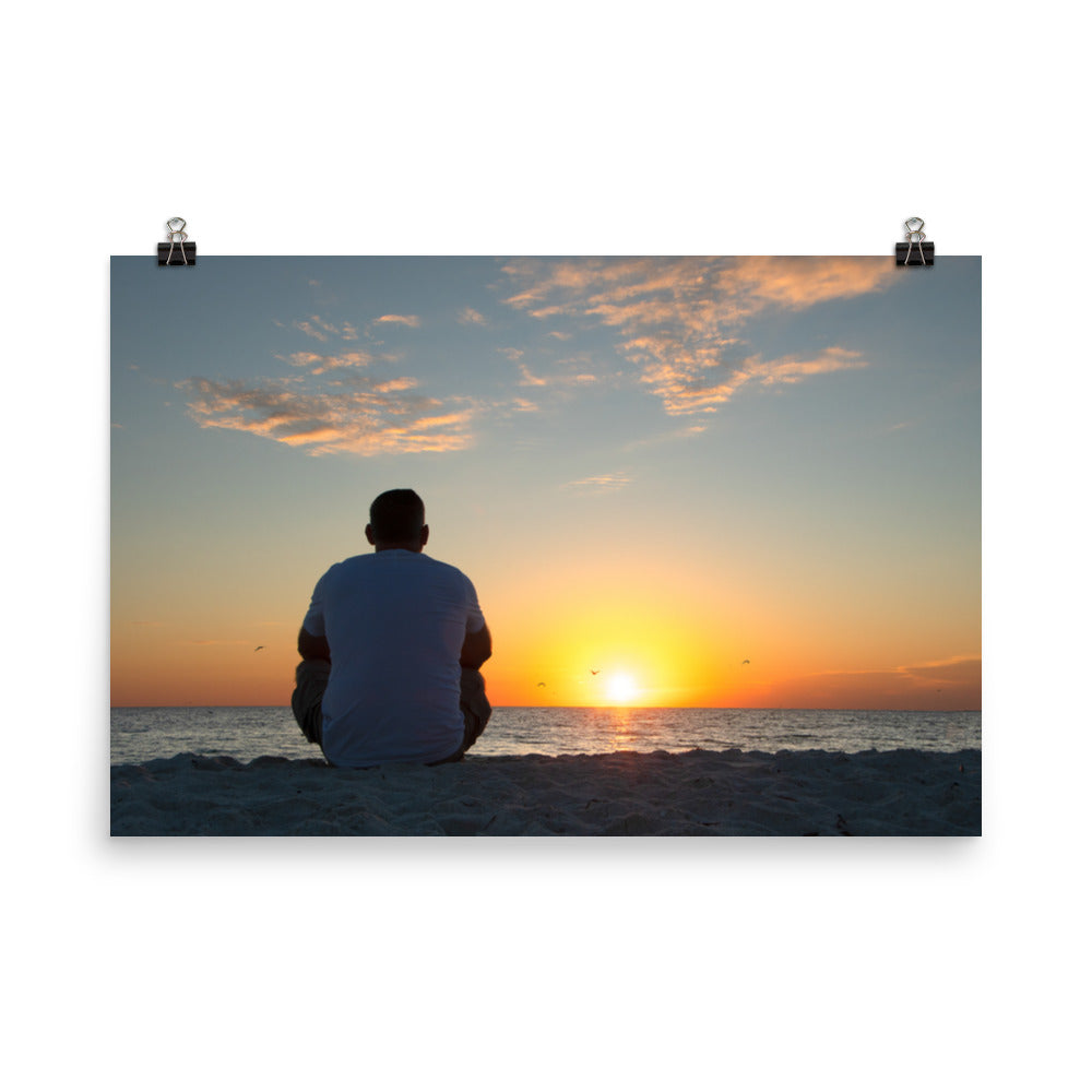 Reflections of The Day Coastal Sunset Landscape Photo Paper Poster - PIPAFINEART