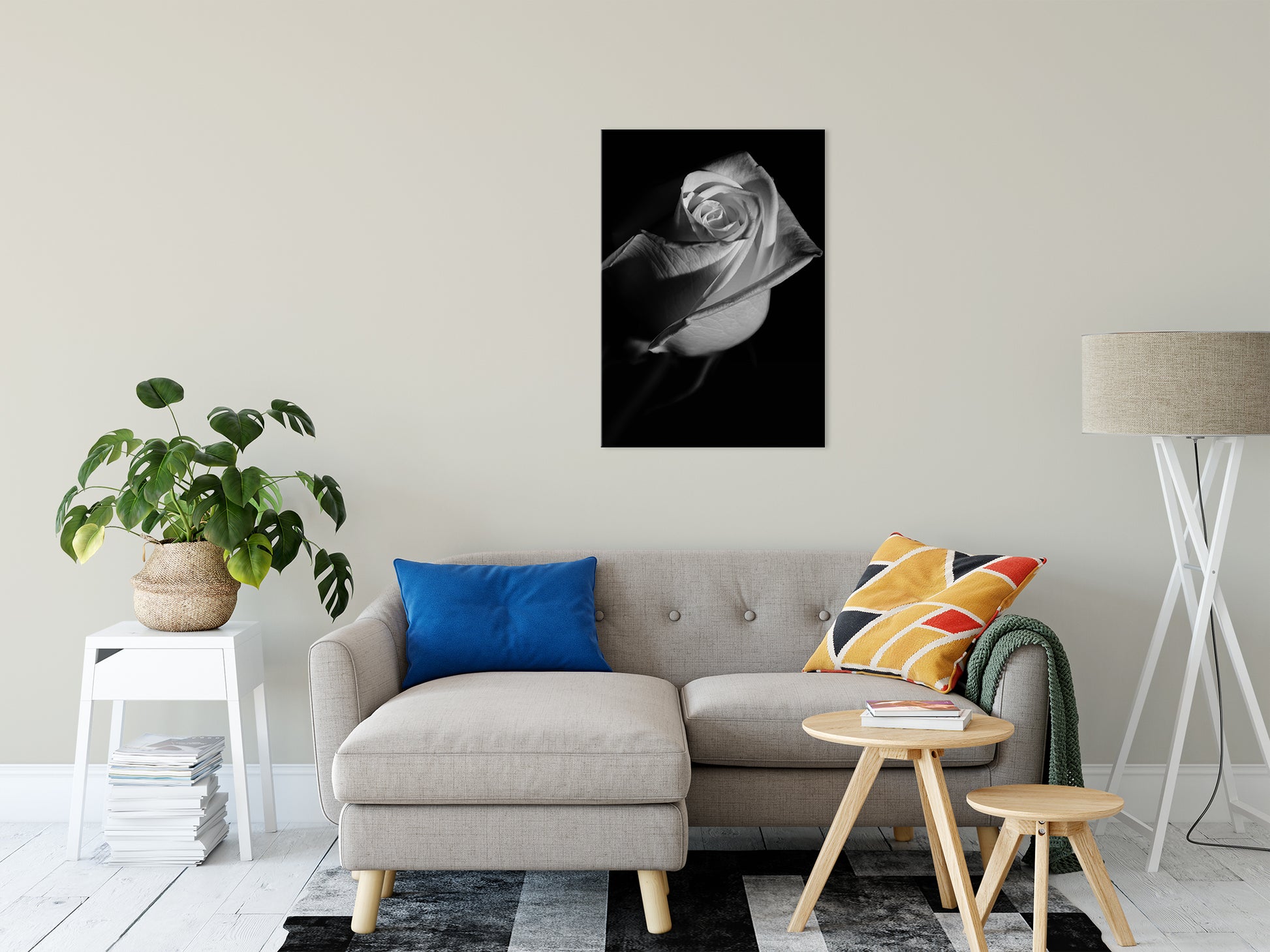 Rose on Black Black & White Nature / Floral Photo Fine Art Canvas Wall Art Prints 24" x 36" - PIPAFINEART