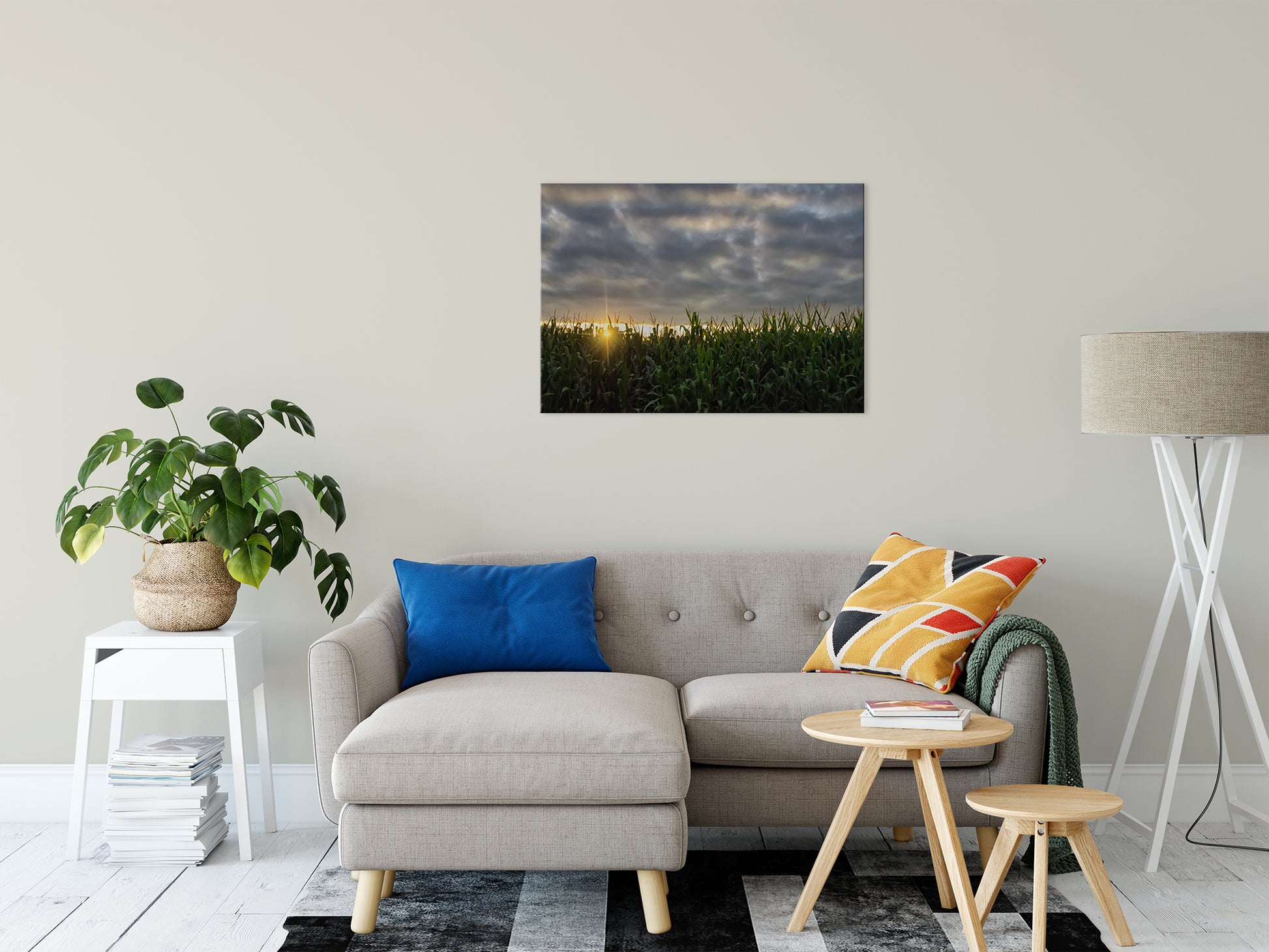 Rows of Corn Rural Landscape Photograph Fine Art Canvas Wall Art Prints 24" x 36" - PIPAFINEART
