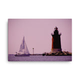 Sailing in the Bay Color Coastal Landscape Canvas Wall Art Prints