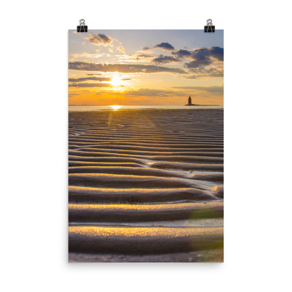 Best Beach Wall Art - Sandbars and Sunset Landscape Photograph Unframed