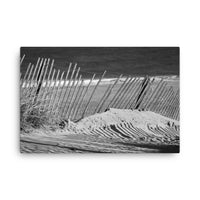 Sandy Beach Fence Black and White Coastal Landscape Canvas Wall Art Prints