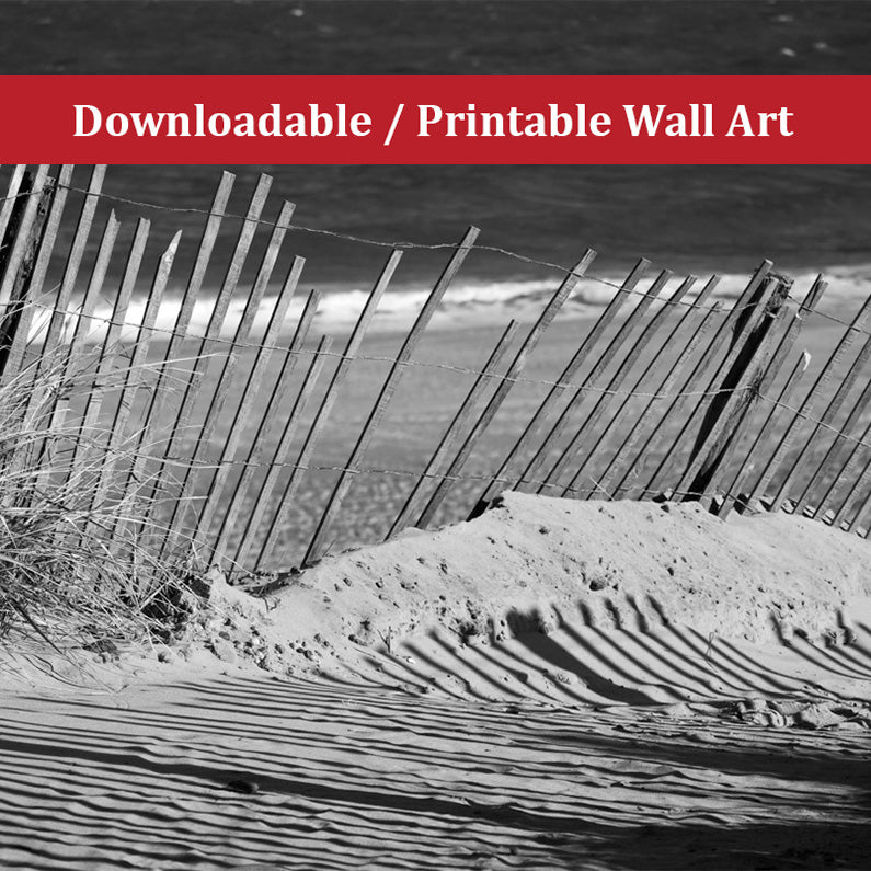 Sandy Beach Fence Landscape Photo DIY Wall Decor Instant Download Print - Printable  - PIPAFINEART