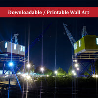Shining Cranes at Night Urban Night Landscape Photo DIY Wall Decor Instant Download Print - Printable  - PIPAFINEART