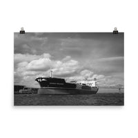 Abstract Nautical Wall Art: Ship on The St. Johns River Coastal Landscape Black and White Photo Loose Wall Art Print