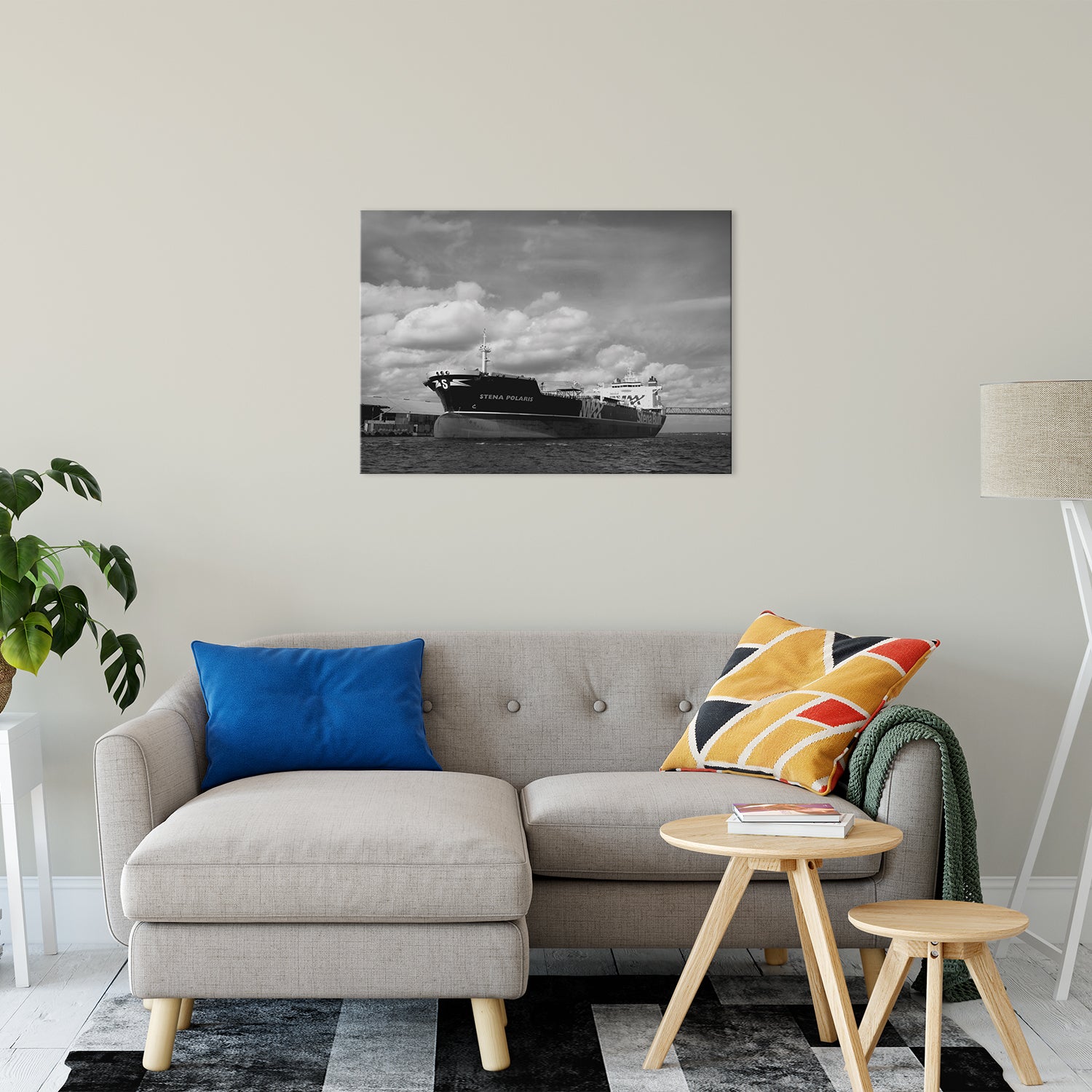 Large Abstract Coastal Art: Ship On The St. Johns River Coastal Photo Black and White Fine Art Canvas Wall Art Prints