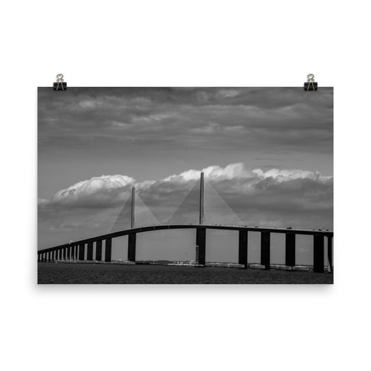 Skyway Bridge Black and White Landscape Photo Loose Wall Art Prints - PIPAFINEART